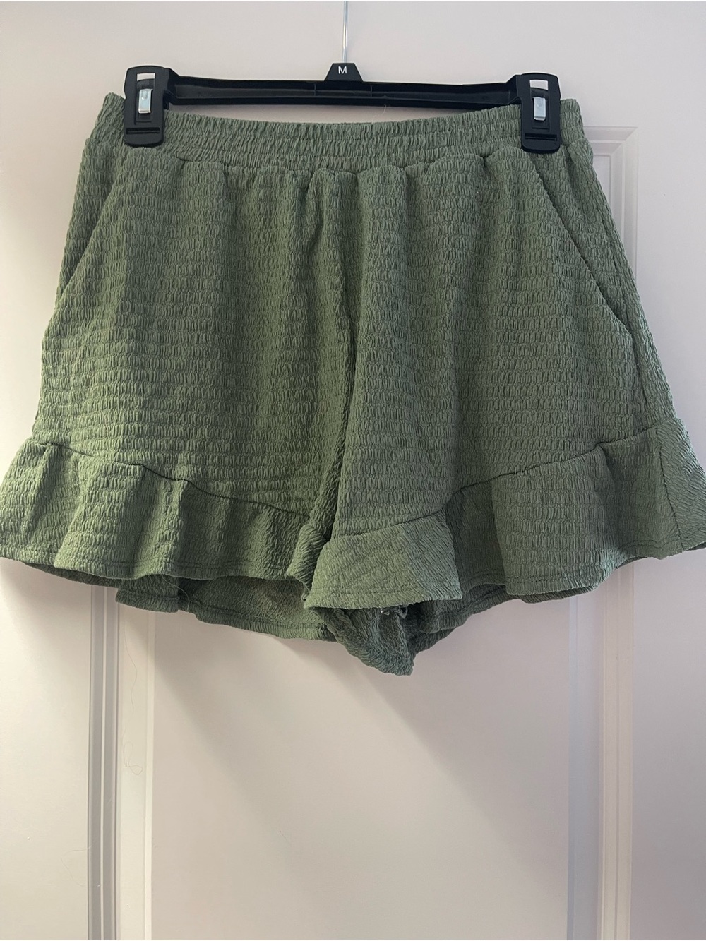Lush Olive Green Ruffle Hem Skort Shorts